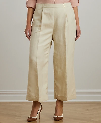 Lauren Ralph Lauren Plus Size Linen-Blend Twill Wide-Leg Pants