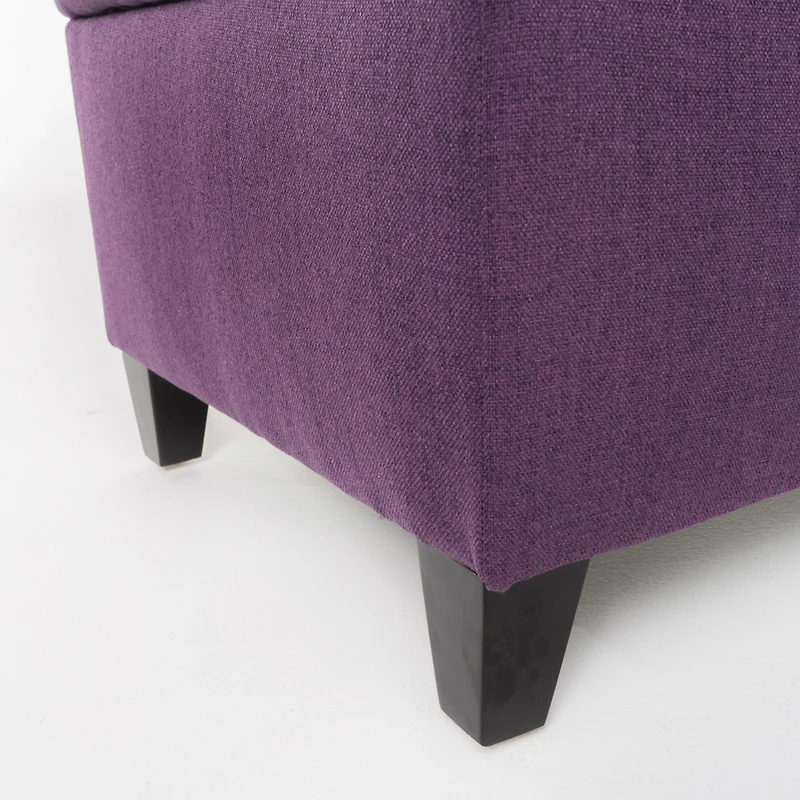 Streamdale Juliana Fabric Storage Ottoman with Birch Legs in Purple (50x20.5x18.3in)