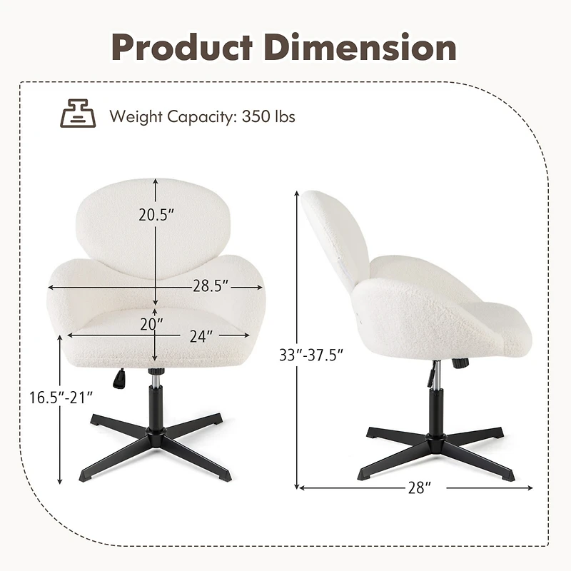 Swivel Cross Legged Chair with Adjustable Height and Rocking Function