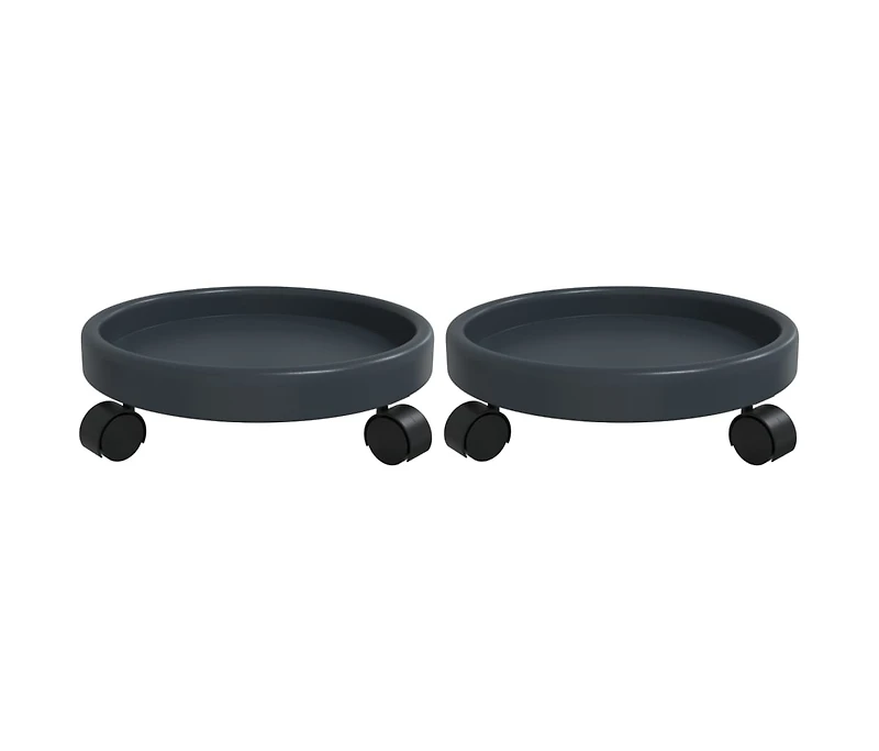 Plant Trolleys with Wheels 2 pcs Gray Diameter 13.4" 77.2 lb
