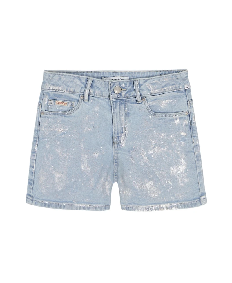 Calvin Klein Big Girls Foil Printed Denim Shorts
