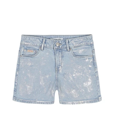 Calvin Klein Big Girls Foil Printed Denim Shorts