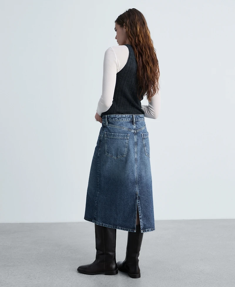 Mango Women's Denim Midi-Skirt