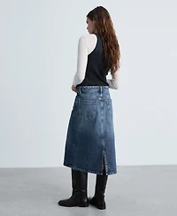 Mango Women's Denim Midi-Skirt