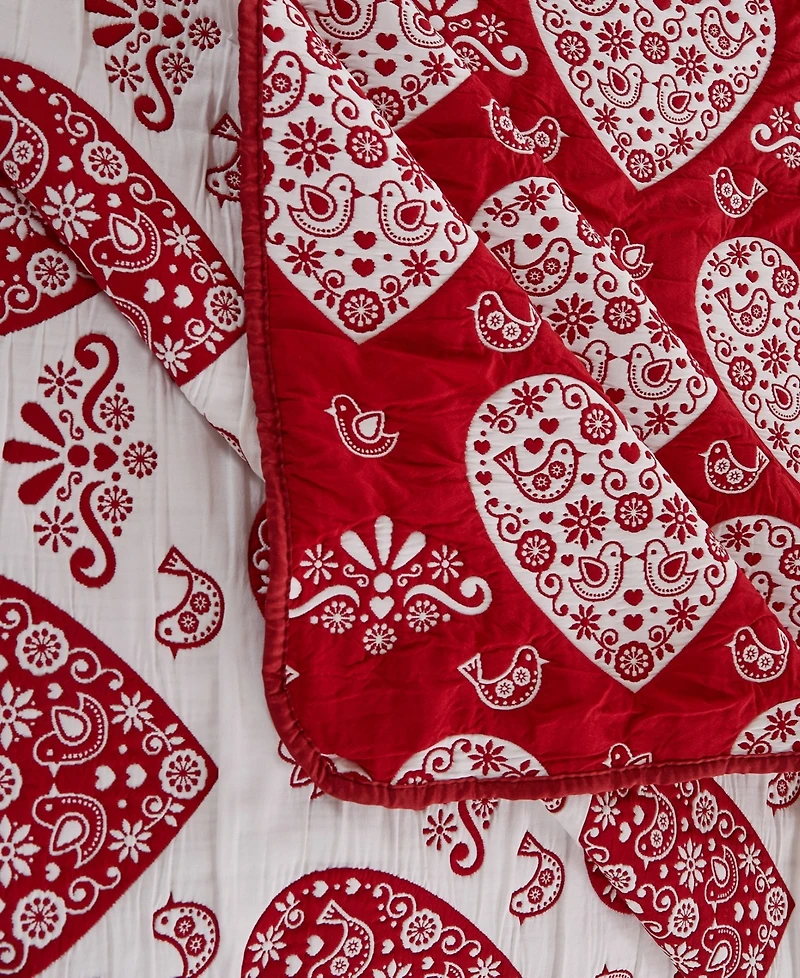 Greenland Home Fashions Lovebirds Woven Jacquard Reversible 3-Pc. Coverlet Set