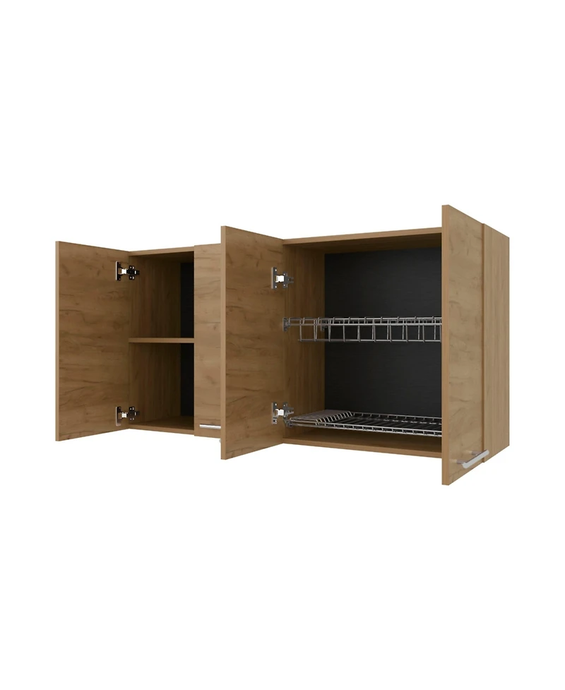 Fm Furniture Lyman Wall Cabinet kitchen in Melamine wit 4 Doors , Natural Oak
