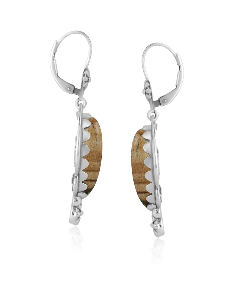 American West Jewelry Sterling Silver Picture Jasper Pear-Cut Concha Earrings