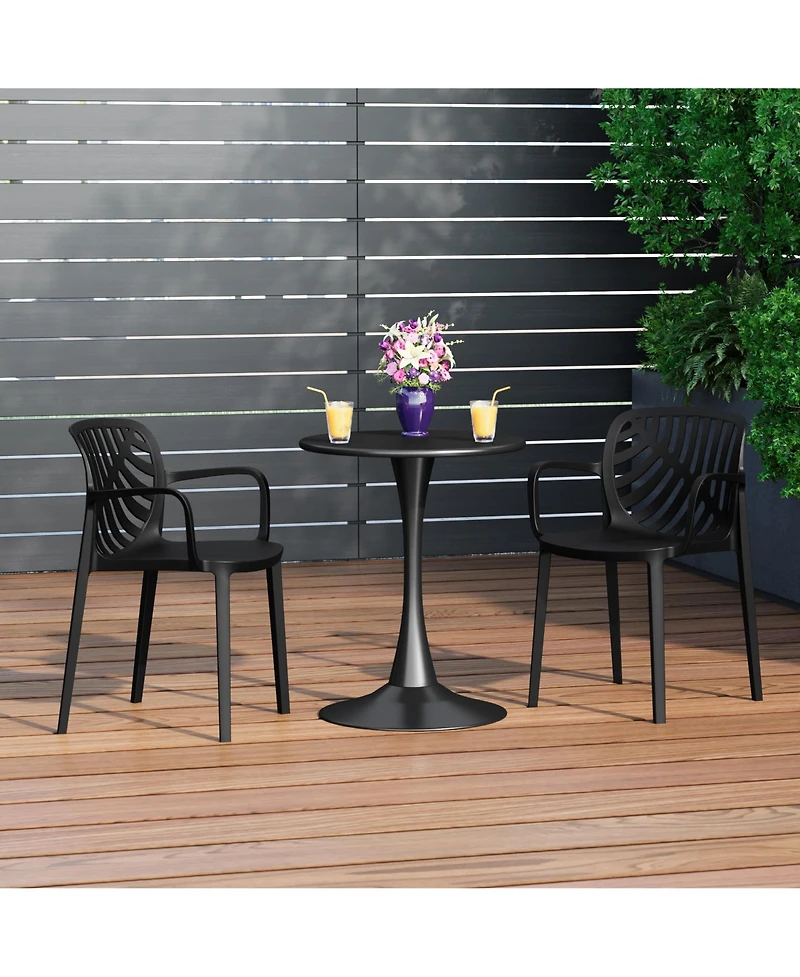 Outdoor Modern Stackable Patio Dining Armchairs (Set of 2)