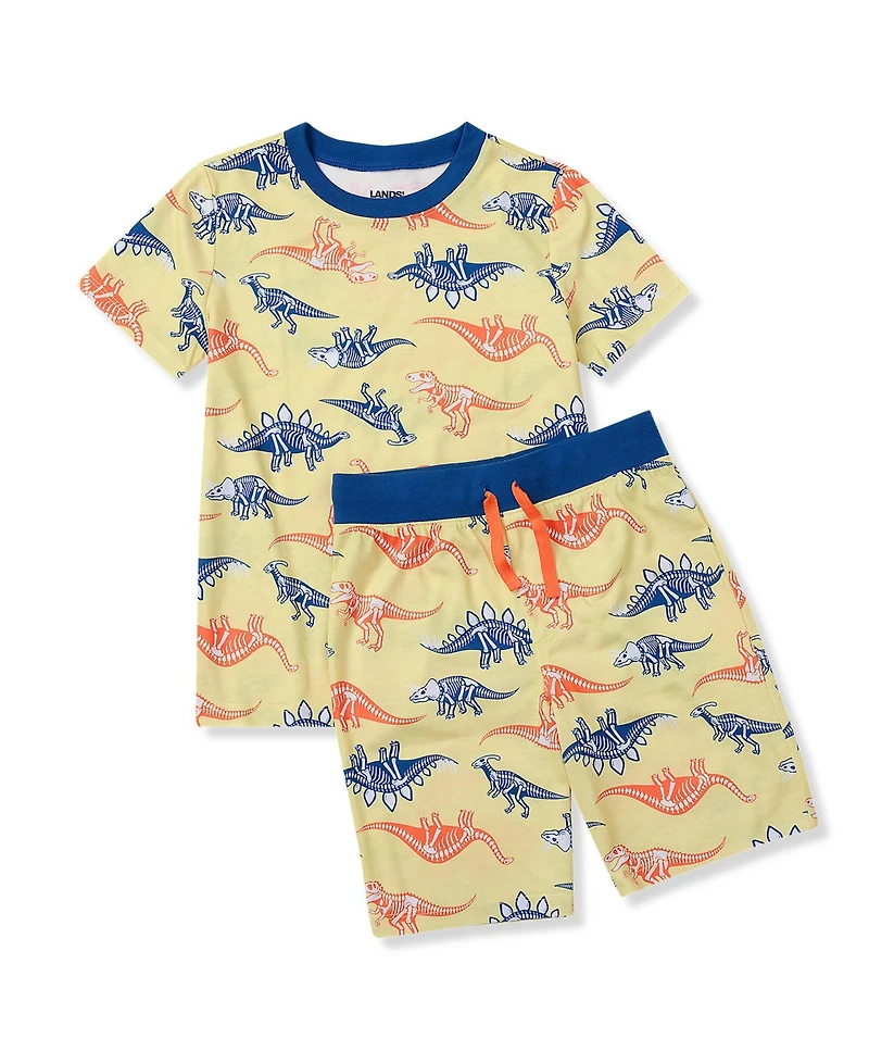 Lands' End Little Boys Short Sleeve Tee and Shorts Pajama Set
