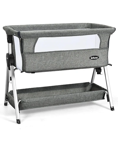 Gouun Adjustable Baby Bedside Crib with Large Storage
