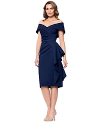 Xscape Women's Off-The-Shoulder Draped Scuba Sheath Dress