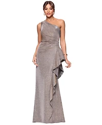 Xscape Women's Glitter Knit One-Shoulder Gown