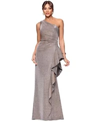Xscape Womens Glitter Knit One Shoulder Gown