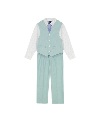 Nautica Toddler and Little Boys Linen Look Vest Set with Tie