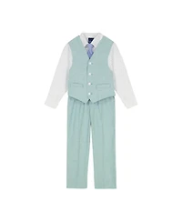 Nautica Toddler and Little Boys Linen Look Vest Set with Tie