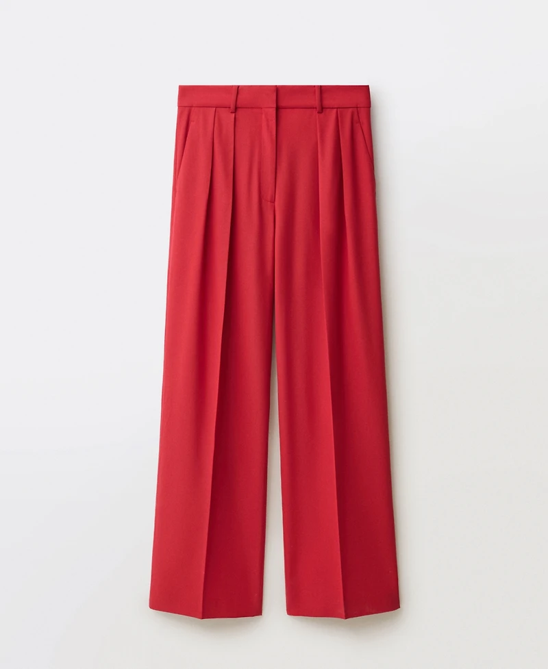Mango Women's Wide Leg Wool Blend Suit Trousers