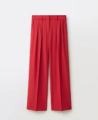 Mango Women's Wide Leg Wool Blend Suit Trousers