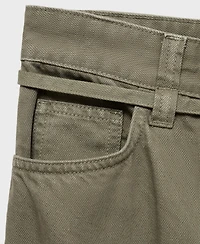 Mango Women's Belt Detail Wide Leg Jeans