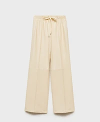 Mango Women's Wide Leg Leather-Effect Trousers