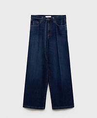 Mango Women's Belted Wide Leg Jeans
