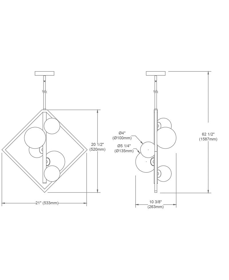 Dainolite 20.50" Metal Glasgow 5 Light Pendant