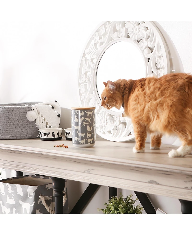 Bone Dry Ceramic Pet Treat Canister Cats Meow