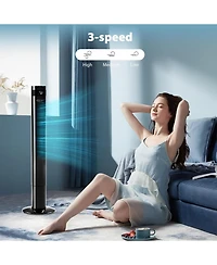 Kismile 43 inch Tower Fan Portable Electric Oscillating Quiet Remote Control Bladeless Floor 3-Speed Wind Mode 12H Timer Bedroom Office