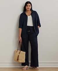 Lauren Ralph Plus Linen Drawcord Pants