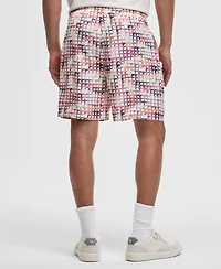 Mode of One Men's Squared Up Relaxed-Fit Geo-Print 6-1/2" Shiny Twill Shorts, Exclusively at Macy's