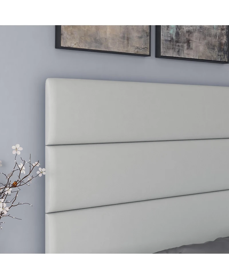 Boyd Sleep Piedmont Leatherette Upholstered Platform Bed Frame with Adjustable Headboard