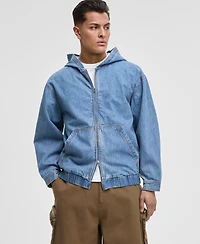 Mode of One Men's Relaxed-Fit Full-Zip Denim Hoodie, Exclusively at Macy's