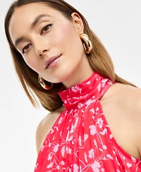 I.n.c. International Concepts Women's Floral-Print Pleated Halter Top, Exclusively at Macy's