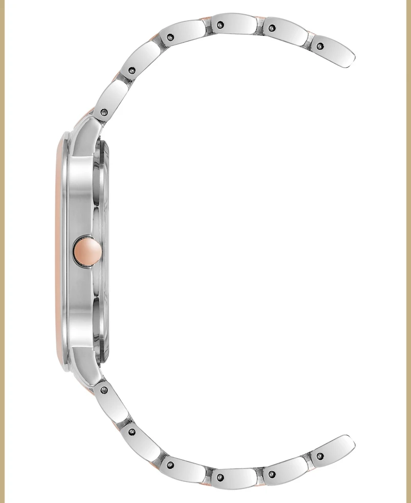 Nine West Women's Quartz Gray and Two-Tone Metal Alloy Bracelet Watch, 36mm