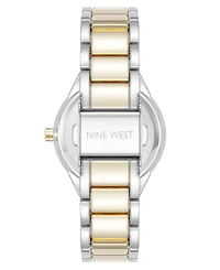 Nine West Women's Quartz White and Two-Tone Metal Alloy Watch, 34mm