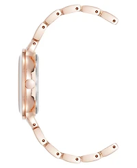 Nine West Women's Quartz Round White Enamel and Rose Gold-Tone Metal Alloy Watch, 32mm