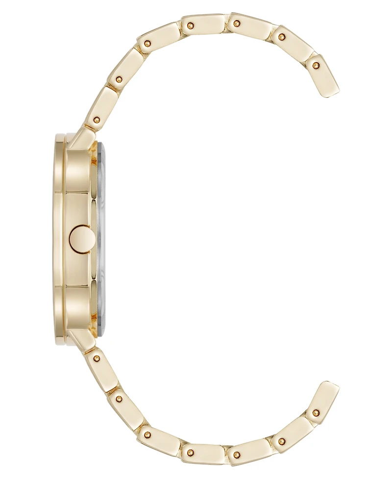 Nine West Women's Quartz Everyday Round Pink and Gold-Tone Metal Alloy Watch, 33mm