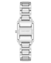 Nine West Women's Quartz Rectangular Silver-Tone Metal Alloy Bracelet Watch, 24mm