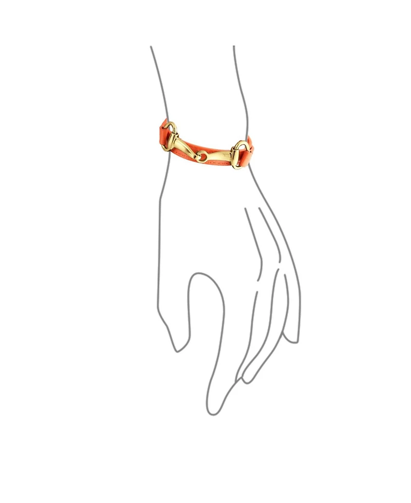 Bling Jewelry Fashion Leather Equestrian Snaffle Horse Bit Double Layer Wrap Bracelet Silver Tone Stainless Steel