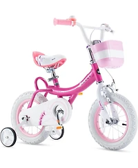 RoyalBaby Princess Girl Kid Bicycle 12" with Training Wheels, Bunny/Fuchsia