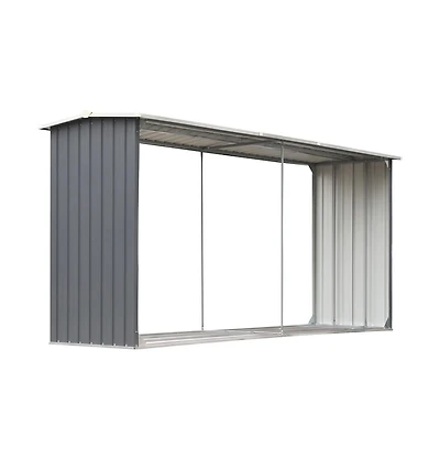 Garden Log Storage Shed Galvanized Steel 129.9"x36.2"x60.2" Gray