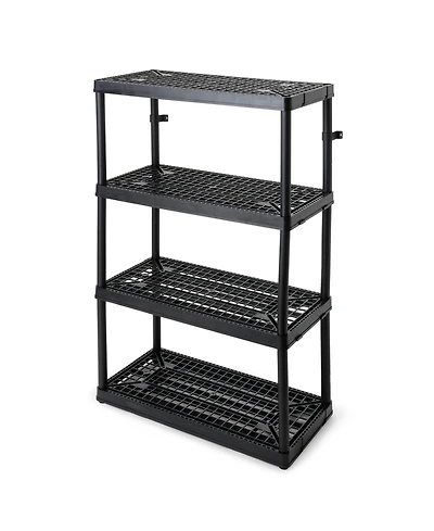 Gracious Living 4 Shelf Fixed Height Ventilated Heavy Duty Storage Unit, Black