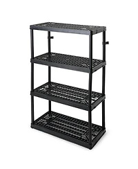 Gracious Living 4 Shelf Fixed Height Ventilated Heavy Duty Storage Unit, Black