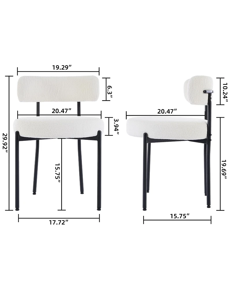 Dyhome Kitchen Chairs Mid-Century Modern Dining Chairs Set of 2, Kitchen Dining Room Chairs, Polyester Upholstered Wishbone Dining Chair