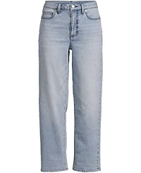 Lands' End Women's Soft Denim Mid Rise Relaxed Straight Crop Jeans
