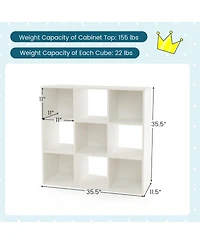 Wooden Kids Bookcase with Storage Cubbies and Anti-toppling Devices