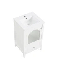 Streamdale 20" Bathroom Vanity with Sink, Bathroom Cabinet with Soft Closing Glass Door, A Drawer, White