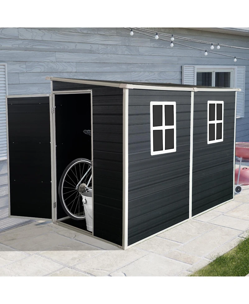 Streamdale 4x8ft Outdoor Storage Shed with Floor, Windows, Doors