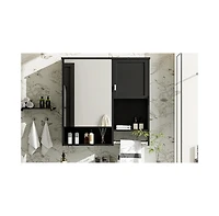 Modern Wall Mount Medicine Cabinet with Mirror and Towel Bar (29" x 28")