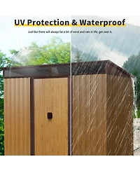 Streamdale 8ft x 6ft Outdoor Metal Storage with Lockable Sliding Doors and Transparent plate for Garden, Lawn (Coffee)