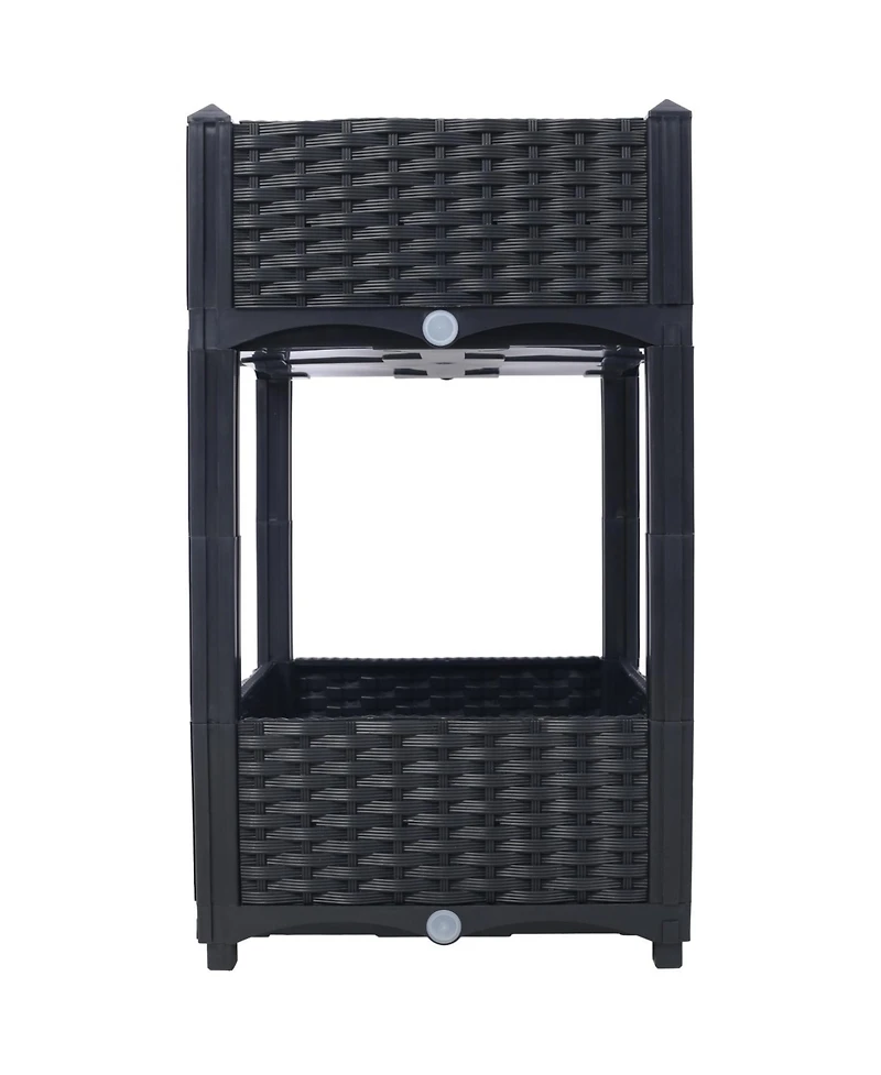 Streamdale Elevated Planter Box for Outdoor Gardening (15.7"x15.7"x27.7", Black)